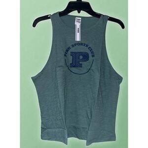 Victoria's Secret PINK Cotton Cropped Tank Top Size L Sage Green Sports Club NWT